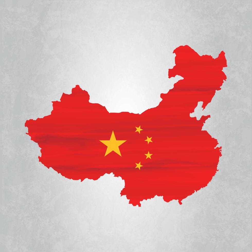 China map with flag vector