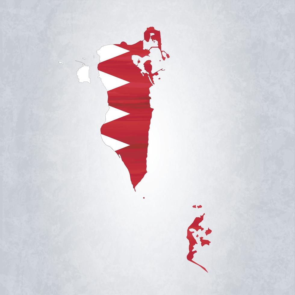 Bahrain map with flag vector