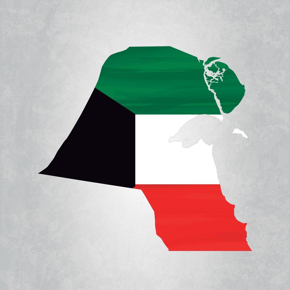 mapa de kuwait con bandera vector