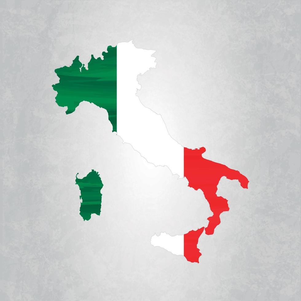 mapa de italia con bandera vector