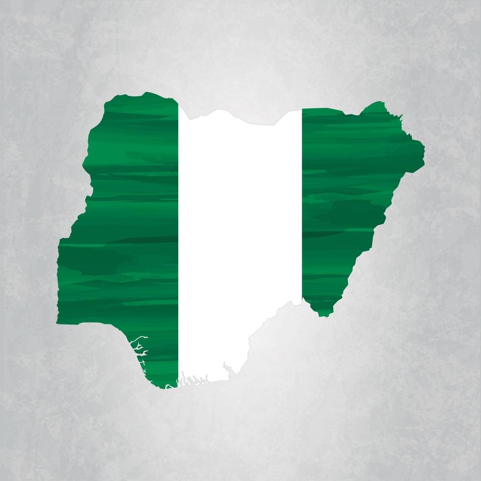 Nigeria map with flag vector