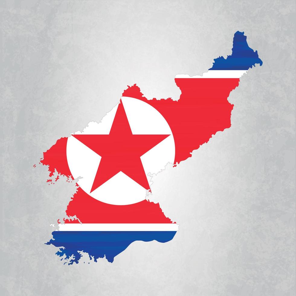 North Korea map with flag vector