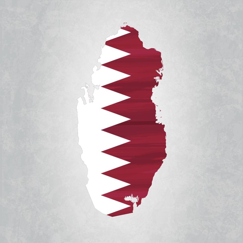 mapa de qatar con bandera vector