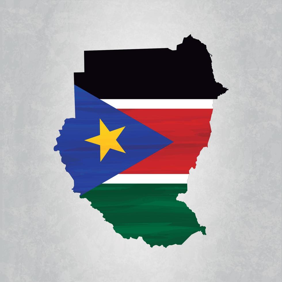 South Sudan map with flag vector