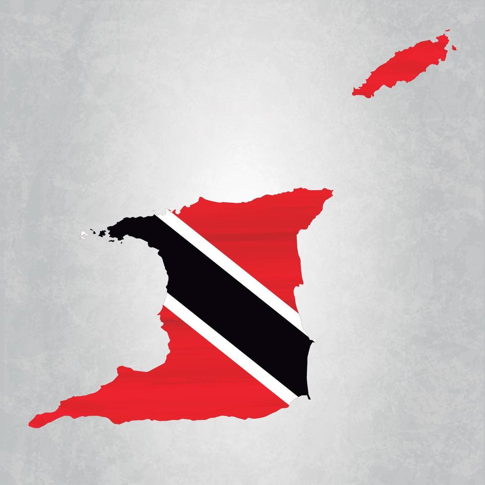 mapa de trinidad y tobago con bandera vector