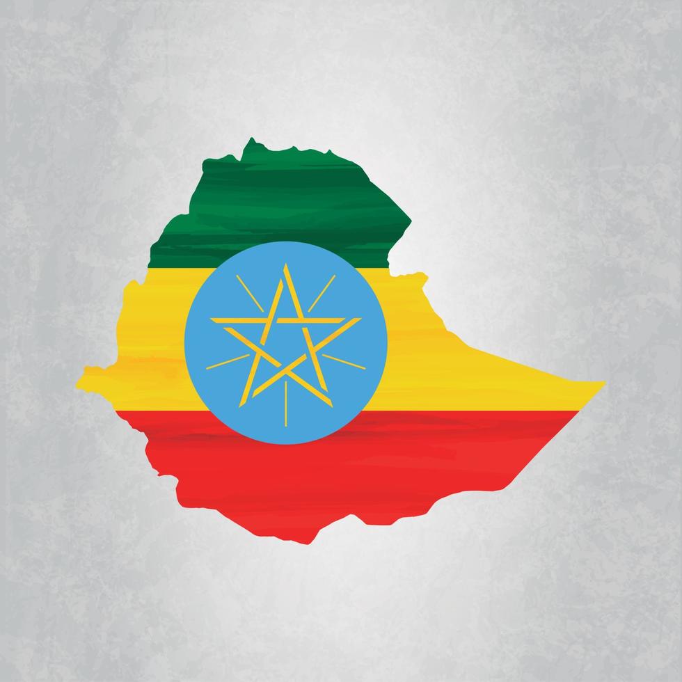 Ethiopia map with flag vector