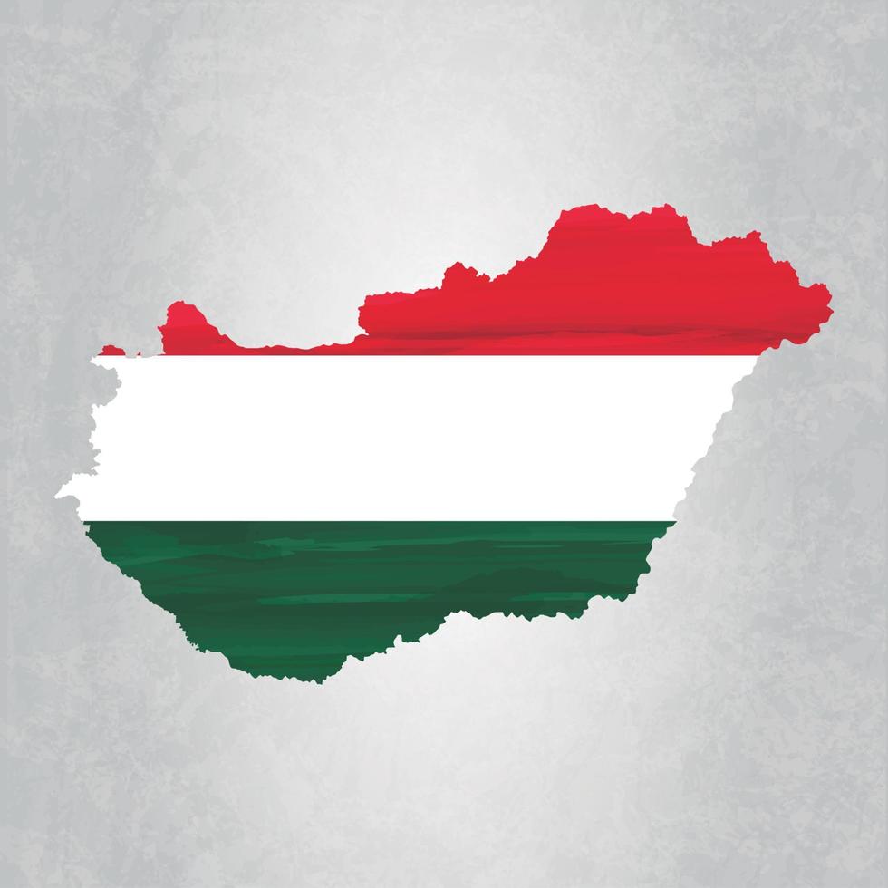 Hungary map with flag vector