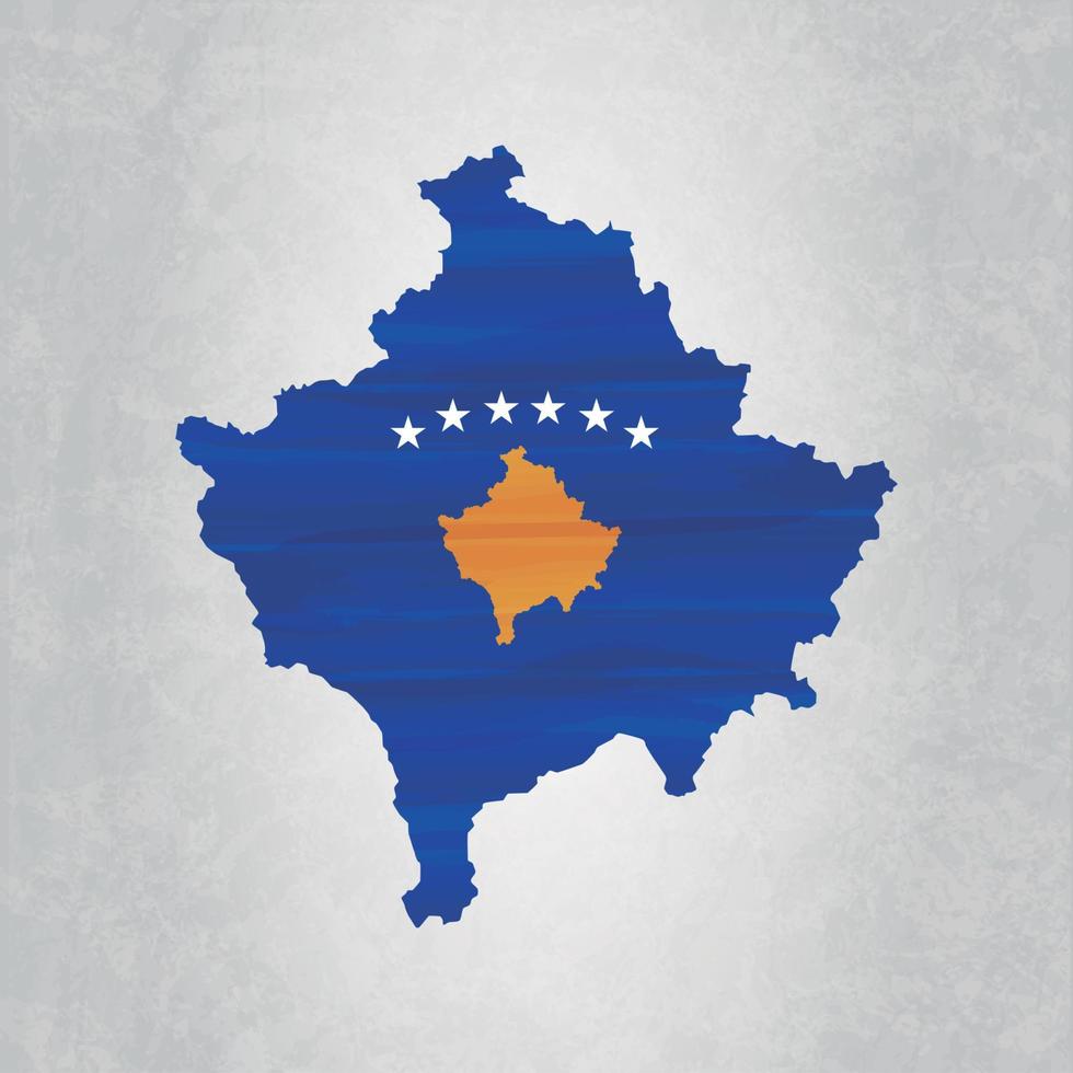 Kosovo map with flag vector