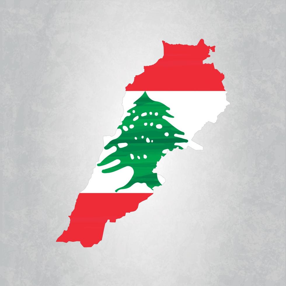 Lebanon map with flag vector