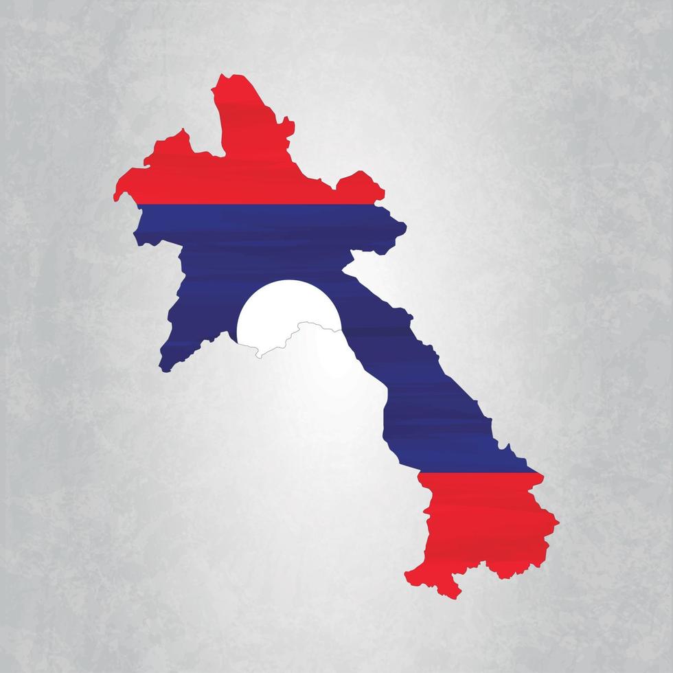 Laos map with flag vector