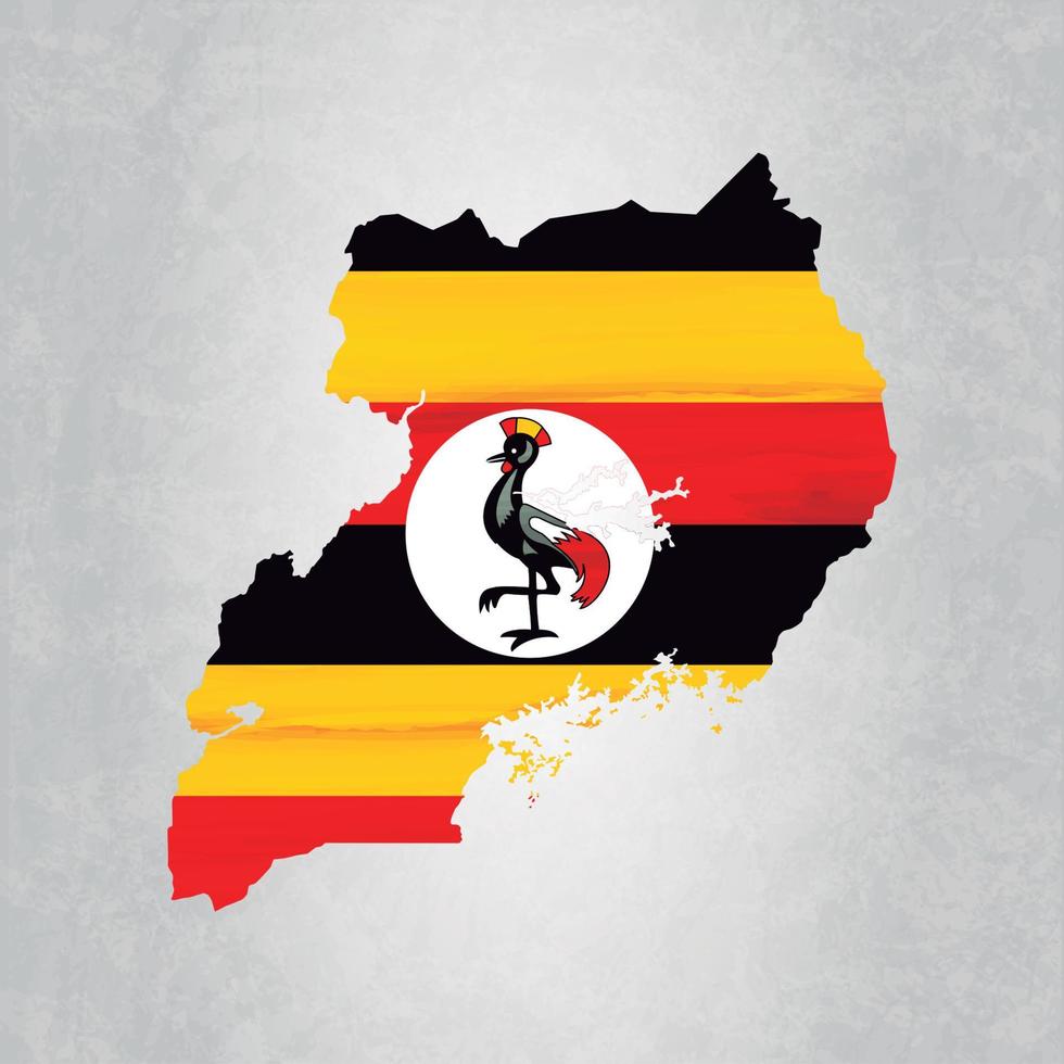 mapa de uganda con bandera vector