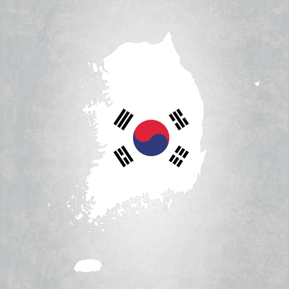 mapa de corea del sur con bandera vector