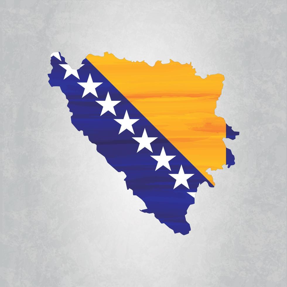 Bosnia and Herzegovina map with flag vector