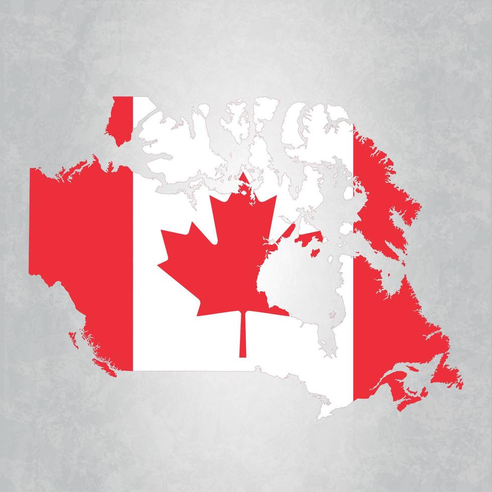 mapa de canadá con bandera vector