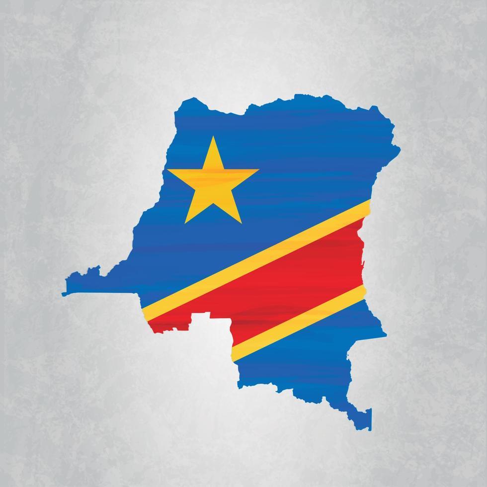 mapa de la república democrática del congo con bandera vector