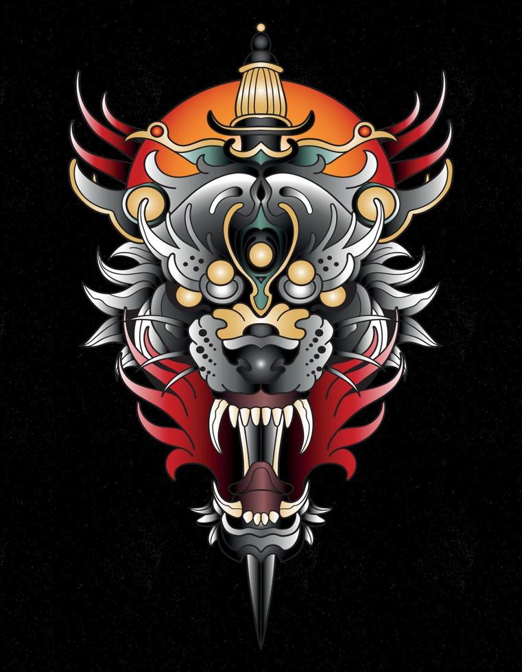 wolf neo traditional tattoo vector
