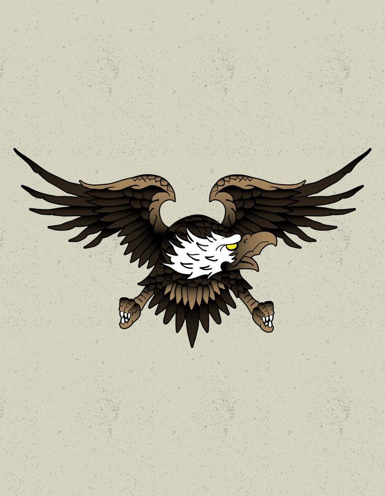 tatuaje de la vieja escuela de águila vector