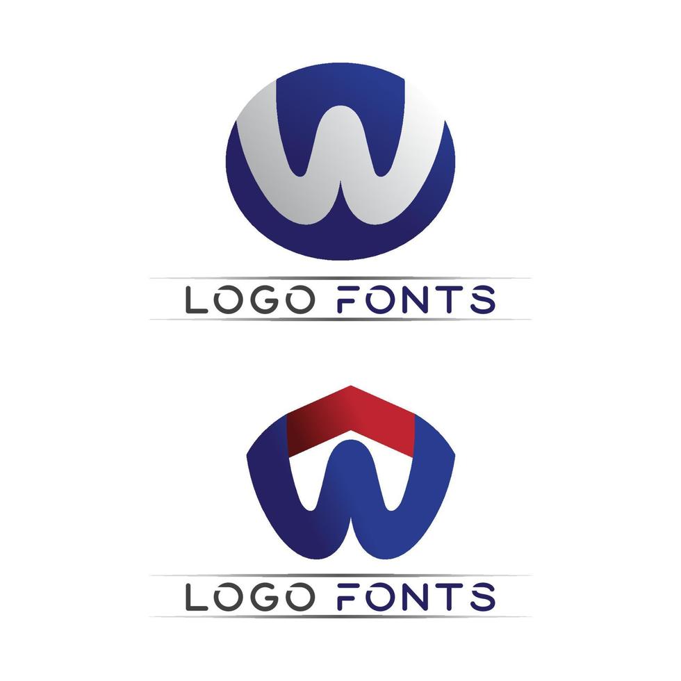 W letra y vector de diseño de plantilla de logotipo de fuente