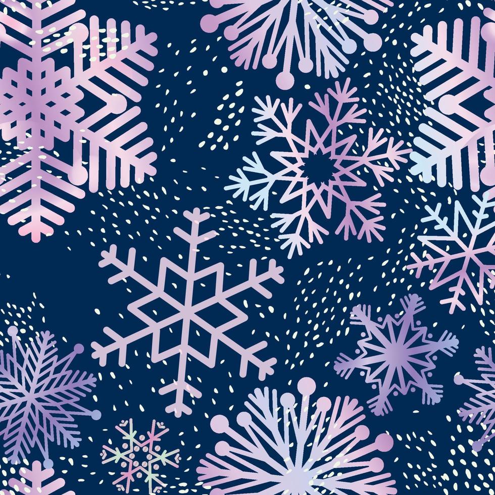 nieve de patrones sin fisuras. telón de fondo de invierno abstracto con puntos, copos de nieve. textura dibujada naturaleza estacional. Fondo artístico de vacaciones de invierno de la colección navideña. vector