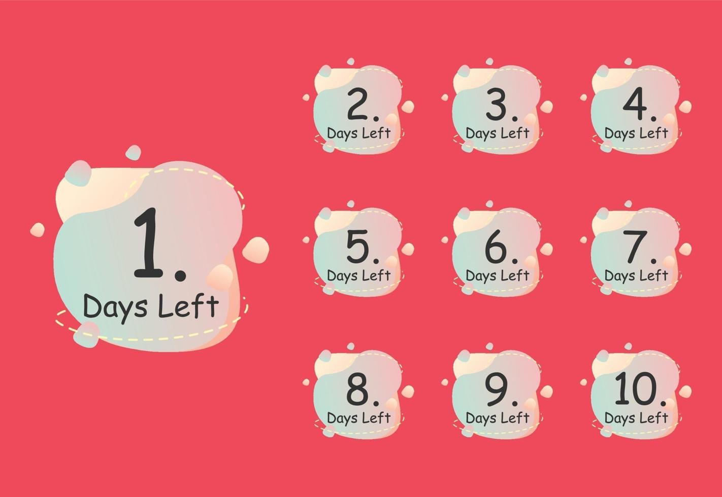 Day left, countdown design template, peach gradation vector