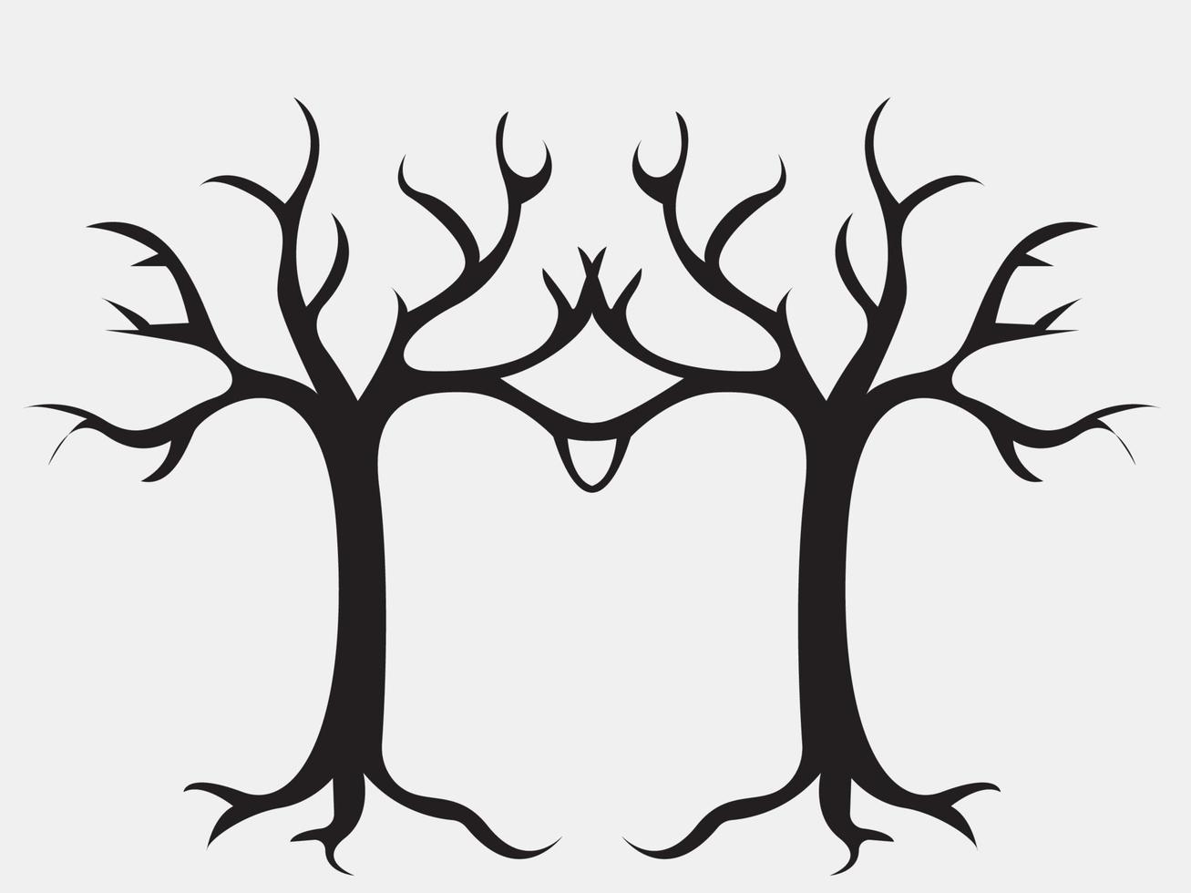 árbol sin hojas, árbol en otoño, rama de árbol, árbol muerto, árbol desarraigado vector