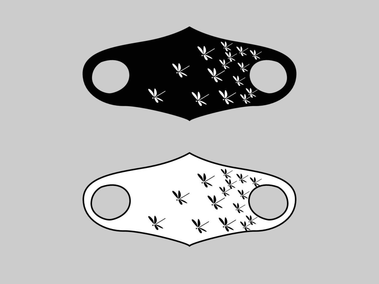 mask with dragonfly screen printing vector