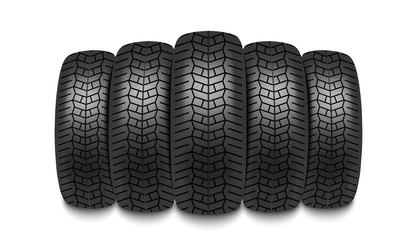 Car tires realistic design isolated on white background, vector illustration