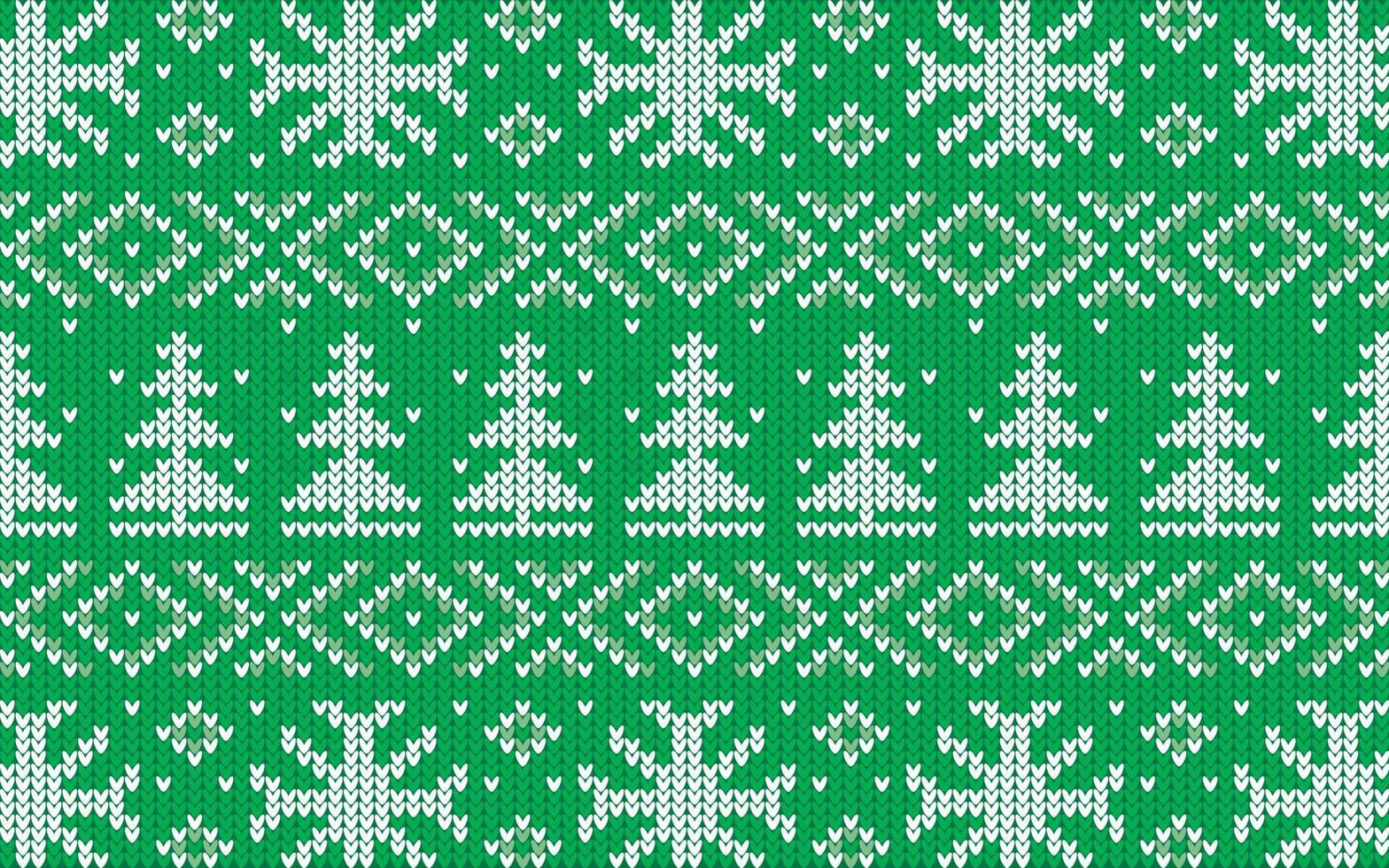 patrón de jacquard navideño con árboles verdes y copos de nieve vector