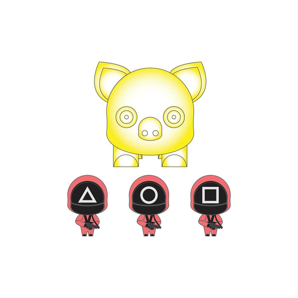 game soldier illustration graphic asset and a pig as a piggy bank vector