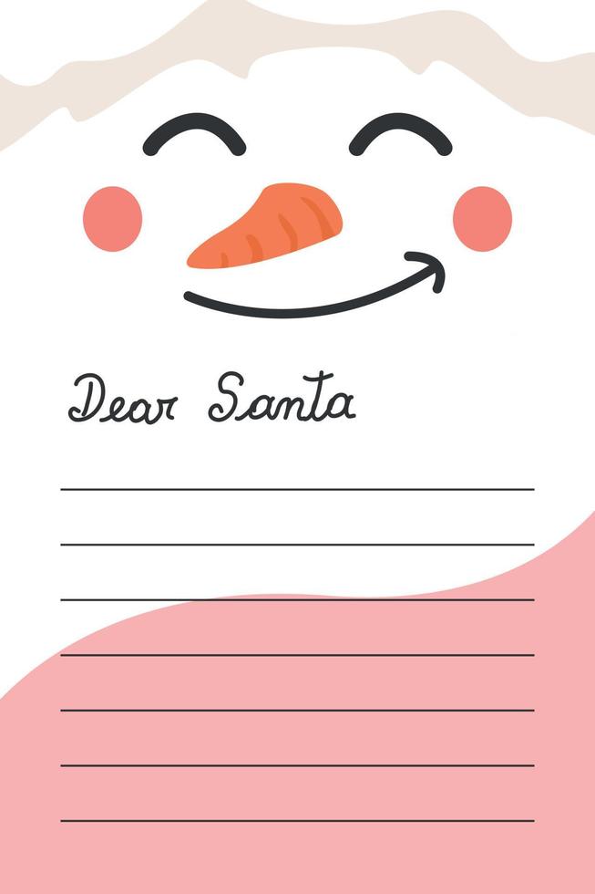 Christmas card letter to send message to Santa Claus Snowman vector