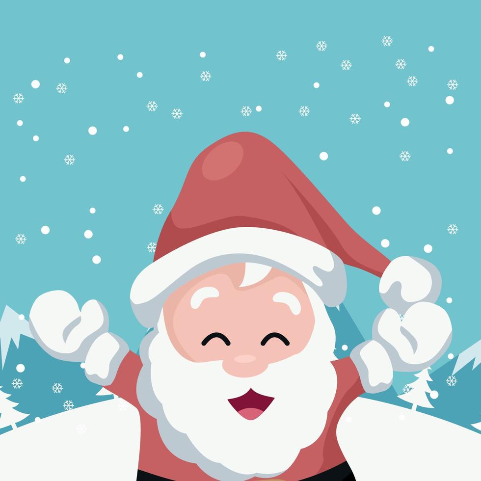 Merry Santa Claus Christmas card in the snow vector