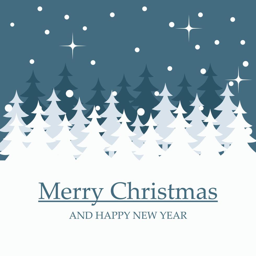 Merry Christmas card of Christmas tree silhouettes in winter vector