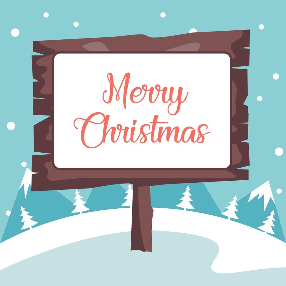 Poster in winter landscape with merry christmas snow vector
