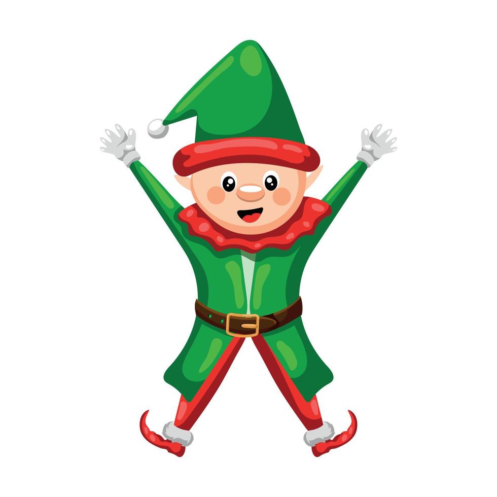 merry christmas elf in green suit on transparent background vector