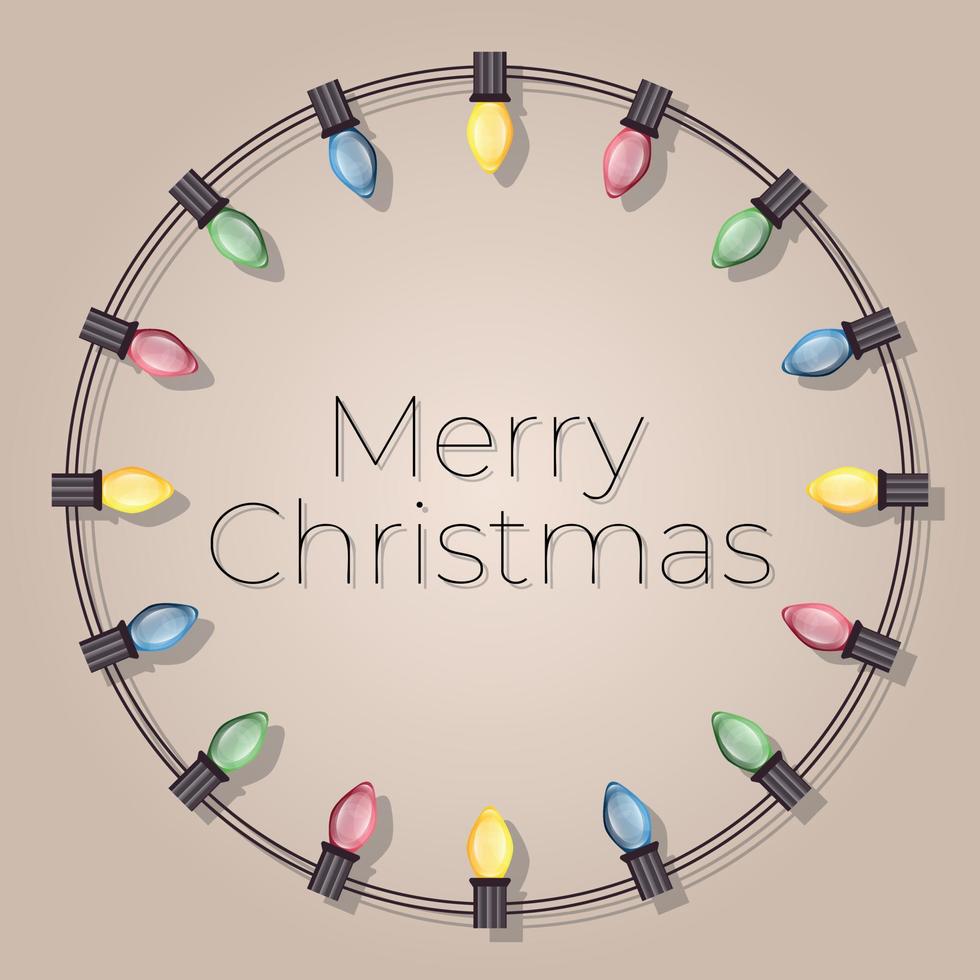 circular frame with small colored Christmas lights vector