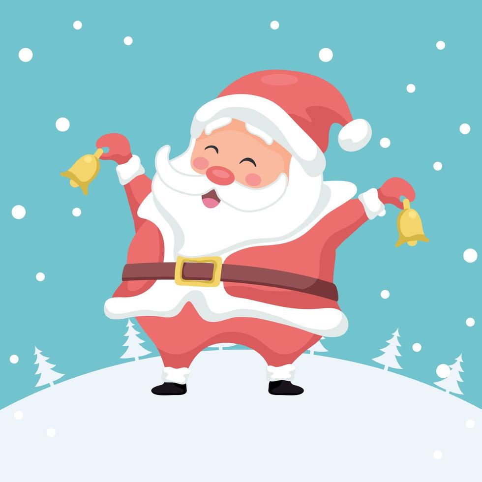 Merry Christmas card of Santa Claus with Christmas bells vector