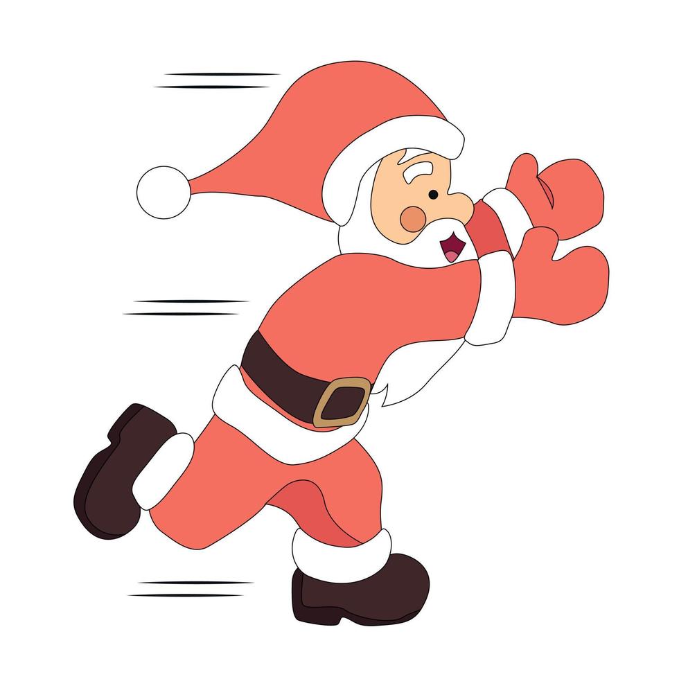 tarjeta de navidad de santa claus corriendo vector feliz