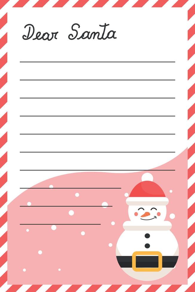 Carta de diseño de tarjeta de navidad para enviar un mensaje a santa claus  de muñeco de nieve. 4267157 Vector en Vecteezy