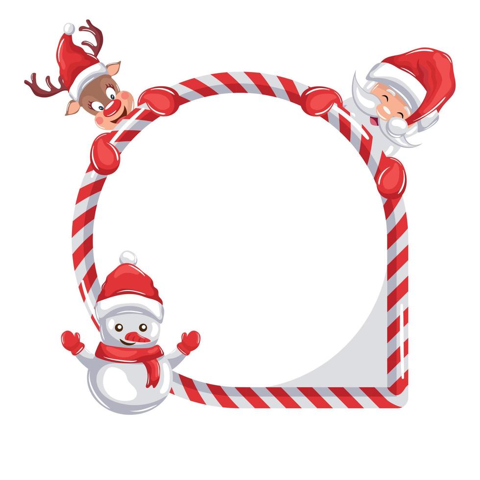 christmas card with smiling reindeer and traditional decorative santa claus vector