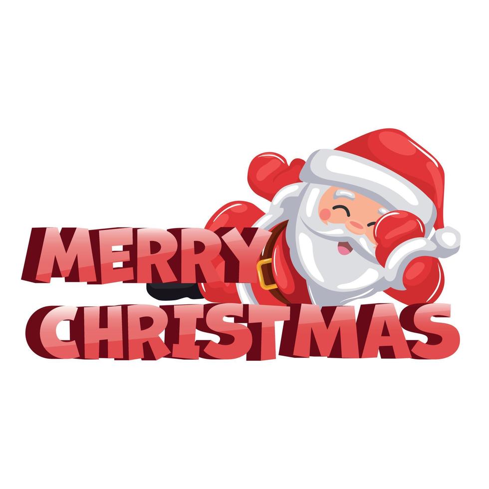 smiling santa claus lying on beautiful 3d letters merry christmas vector