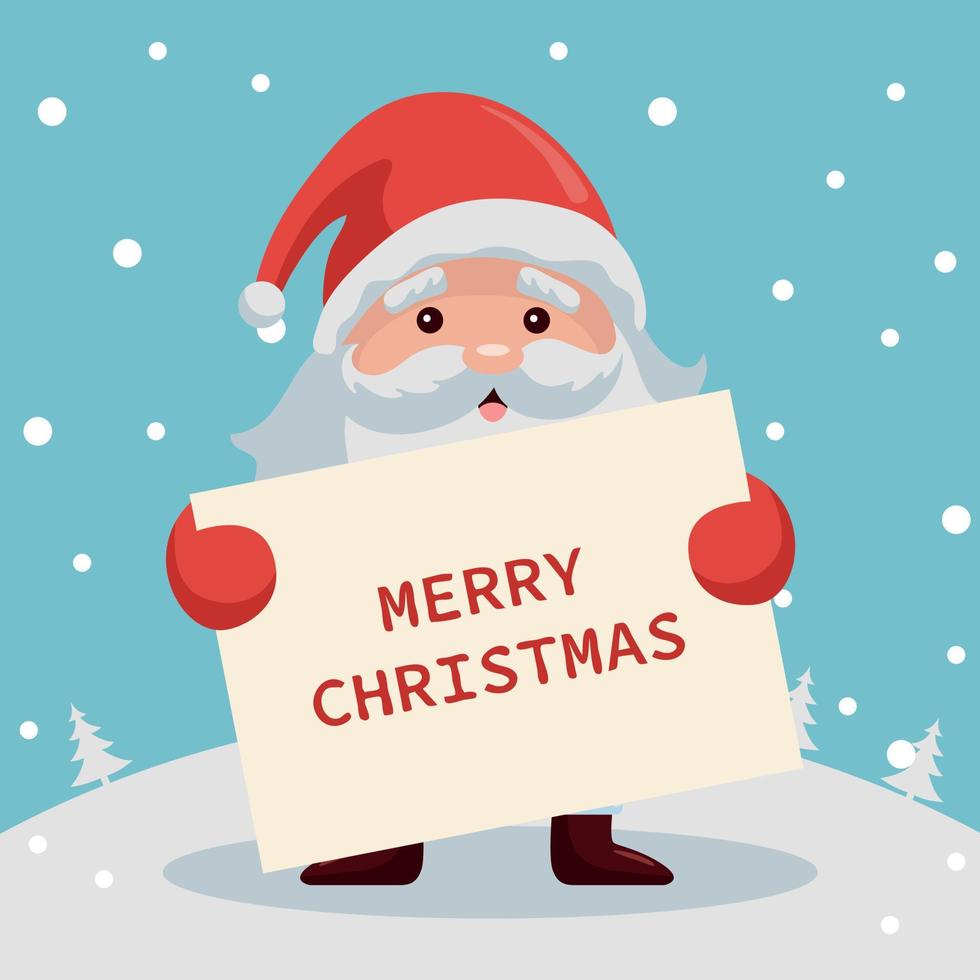 Santa Claus with Merry Christmas Poster vector