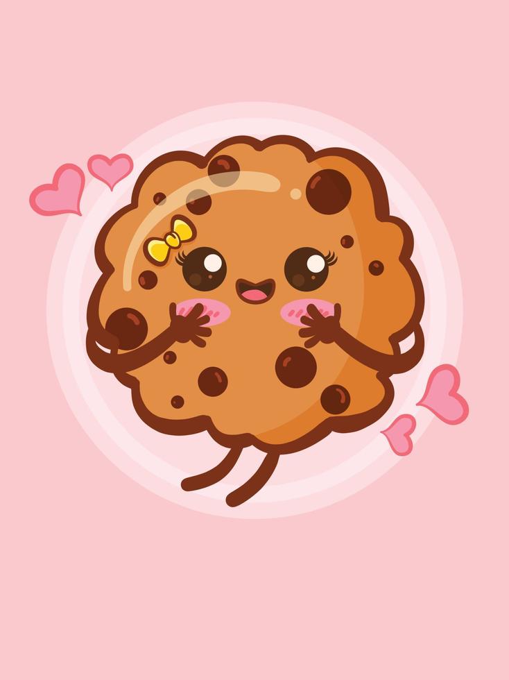 lindo personaje de dibujos animados de galletas vector