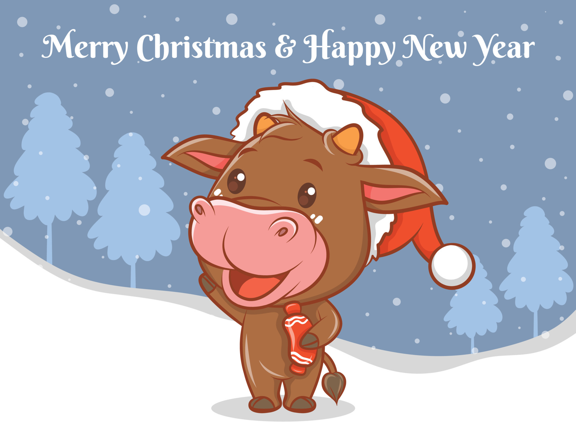 cute cow cartoon character with merry Christmas and happy new year greeting banner. 4267518 Vector Art at Vecteezy cute cow cartoon character with merry Christmas and happy new year greeting banner. 4267518 Vector Art at Vecteezy