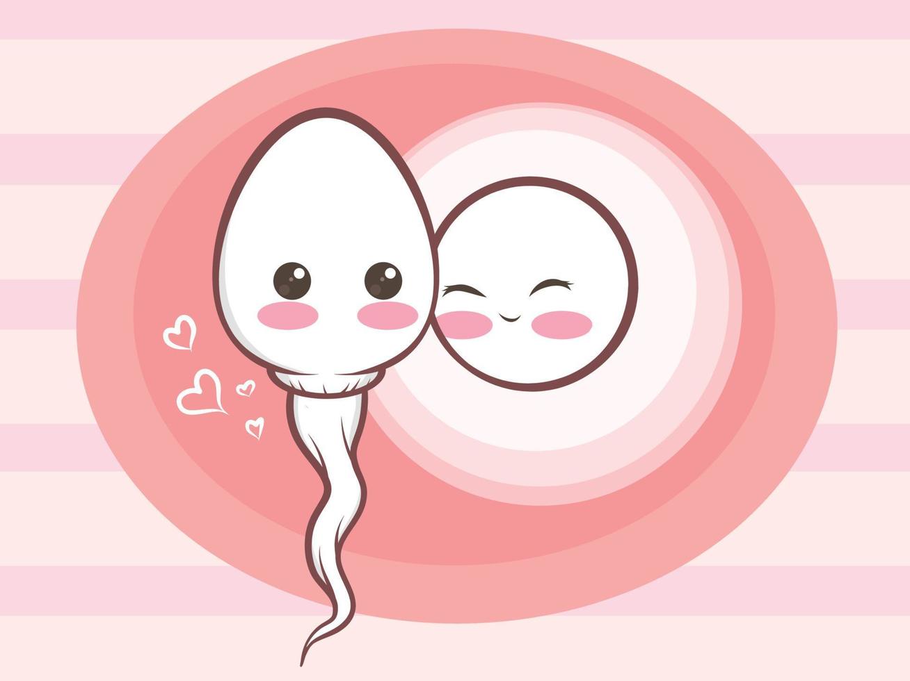 lindos espermatozoides y óvulos. dibujos animados vector