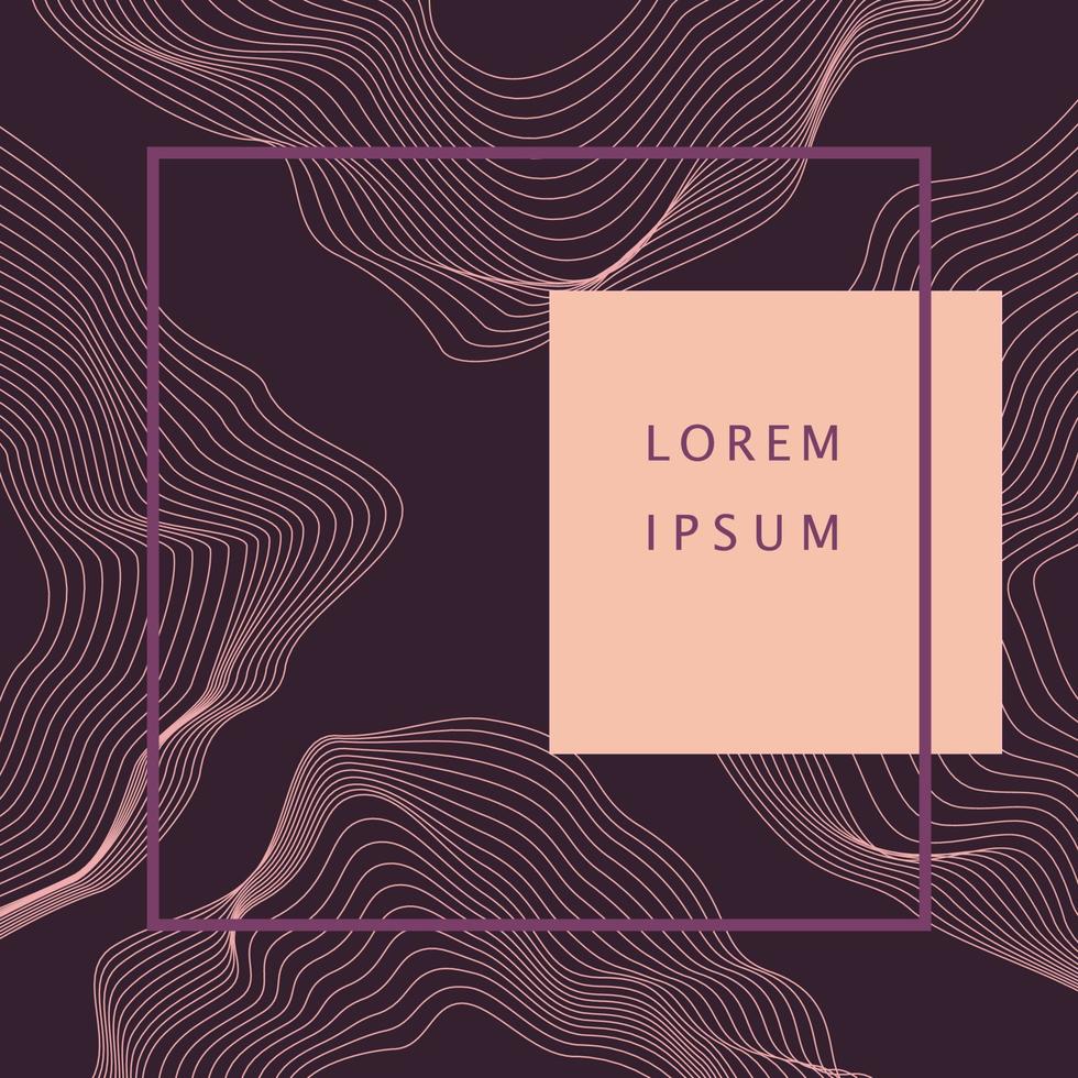 Vector abstract colorful background with wavy lines in violet and purple. Lorem ipsum