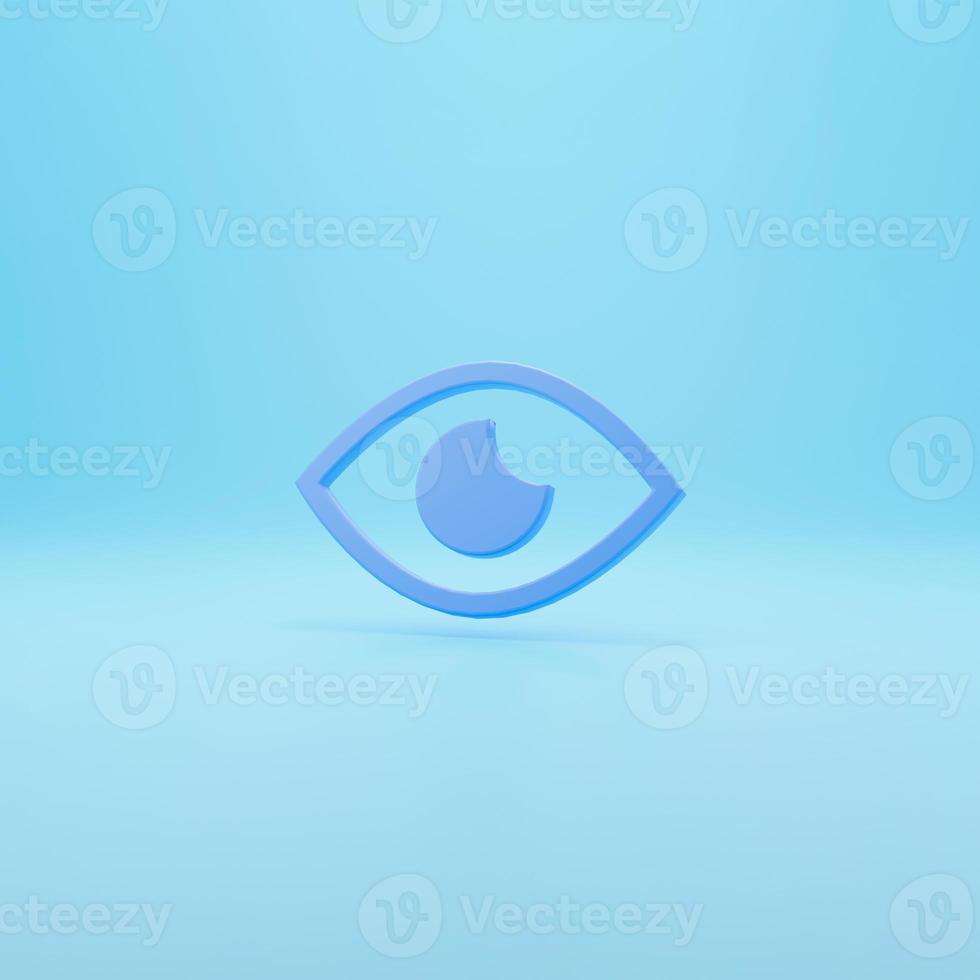 cartoon style creative minimal eye symbol isolated on yellow background. 3d rendering photo