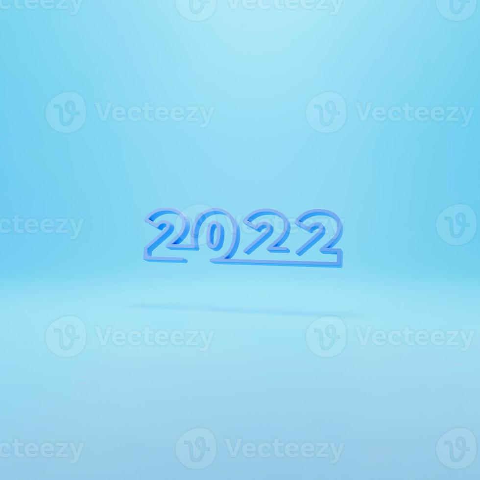 año nuevo 2022. ilustración conceptual. aislado sobre fondo de color. Render 3d foto