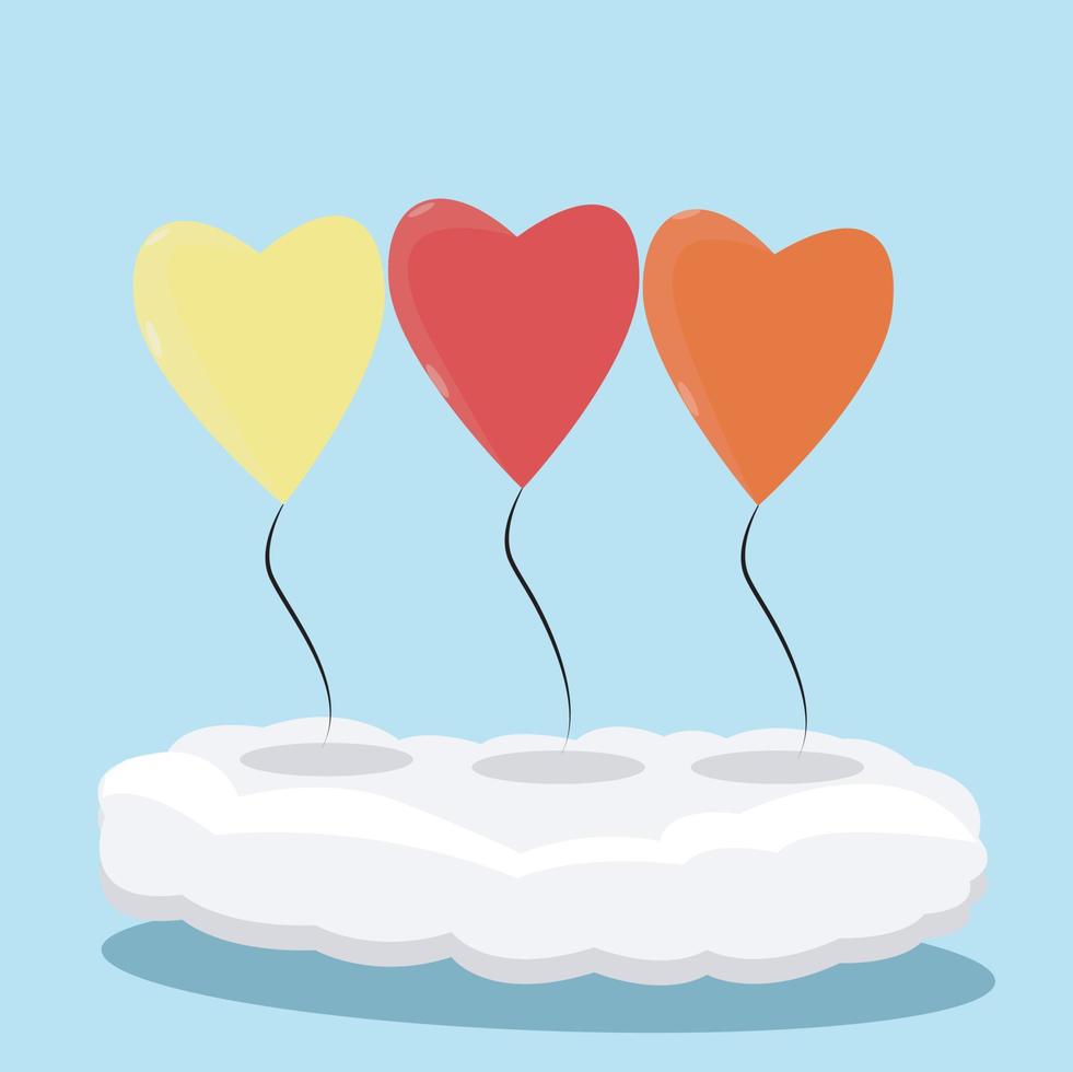 Icon Three Balloon On Clouds vector