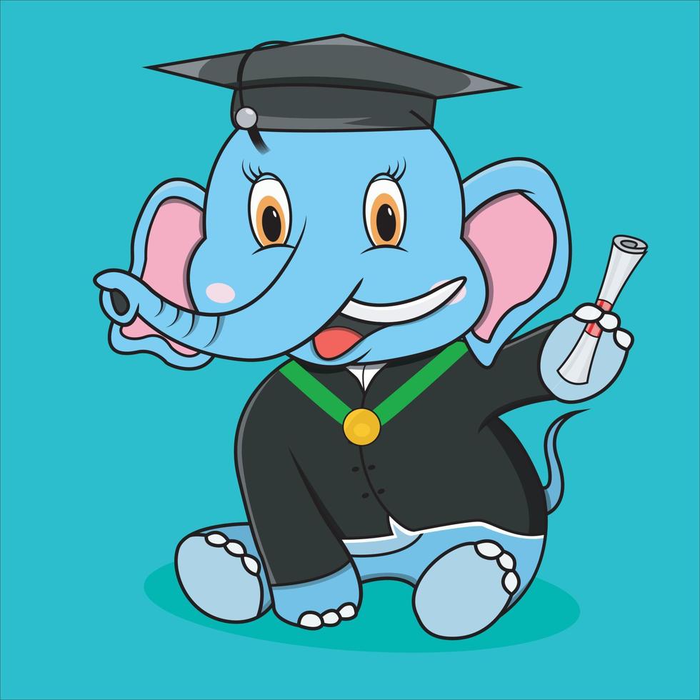 personaje elefante con tema de graduación vector