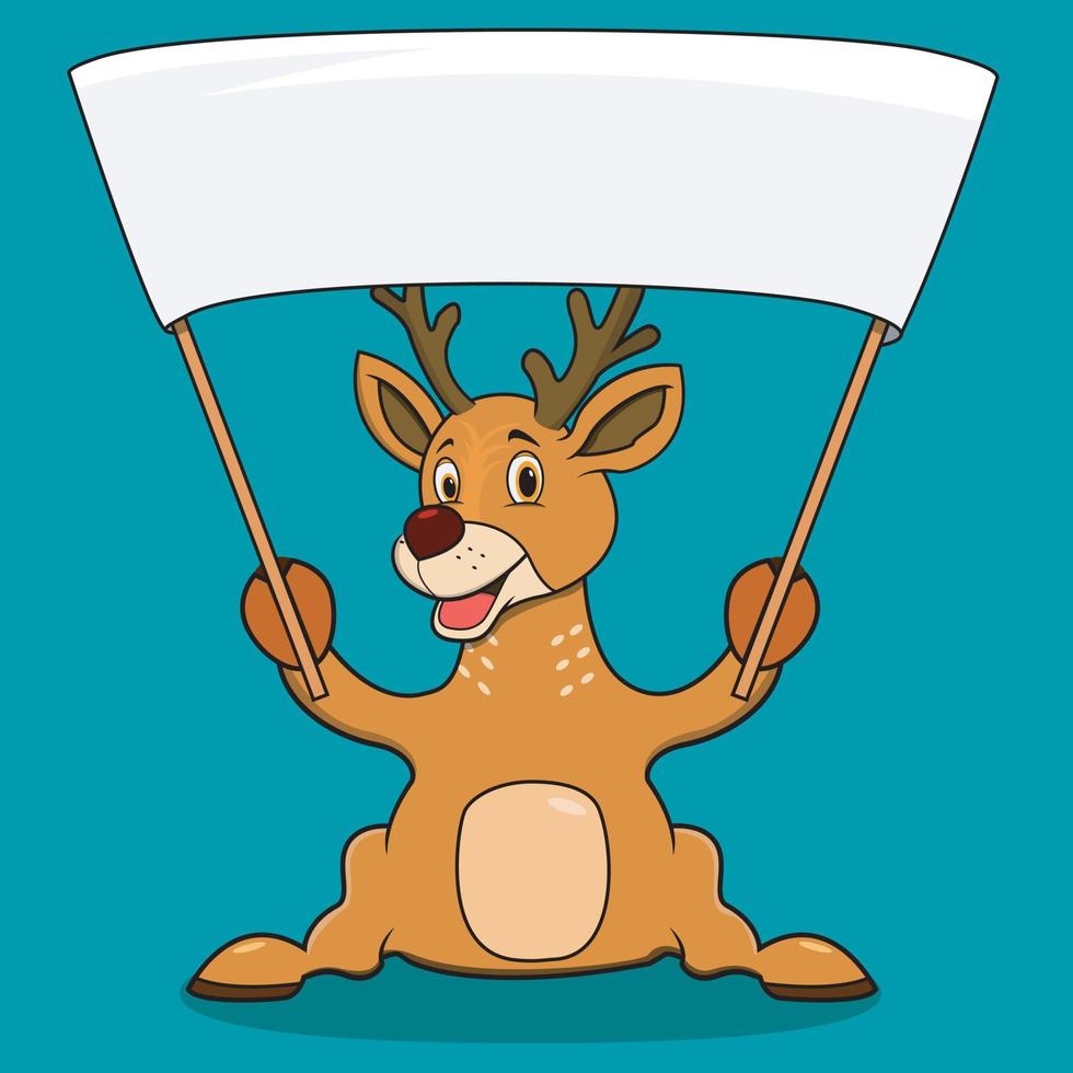 Character Deer With Big Blank Banner vector